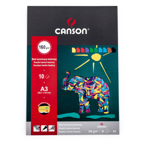 Blok farebných papierov Canson A3 10 listov 160g