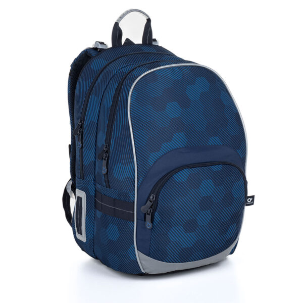 Modrá školská taška so šesťuholníkmi Topgal KIMI 23020