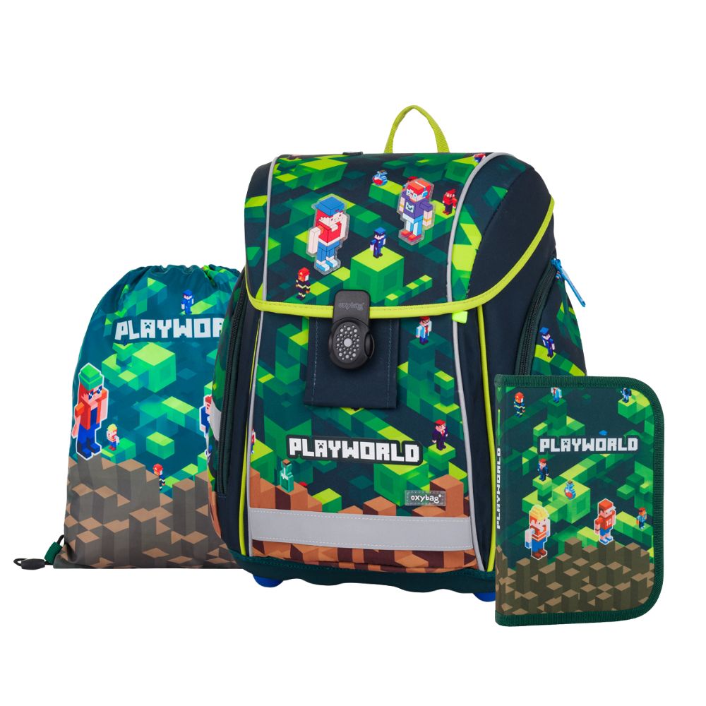 Oxybag Školský set 3-dielny PREMIUM LIGHT Playworld zelenohnedý
