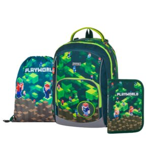Oxybag Školský set 3-dielny OXY GO Playworld zelenohnedý